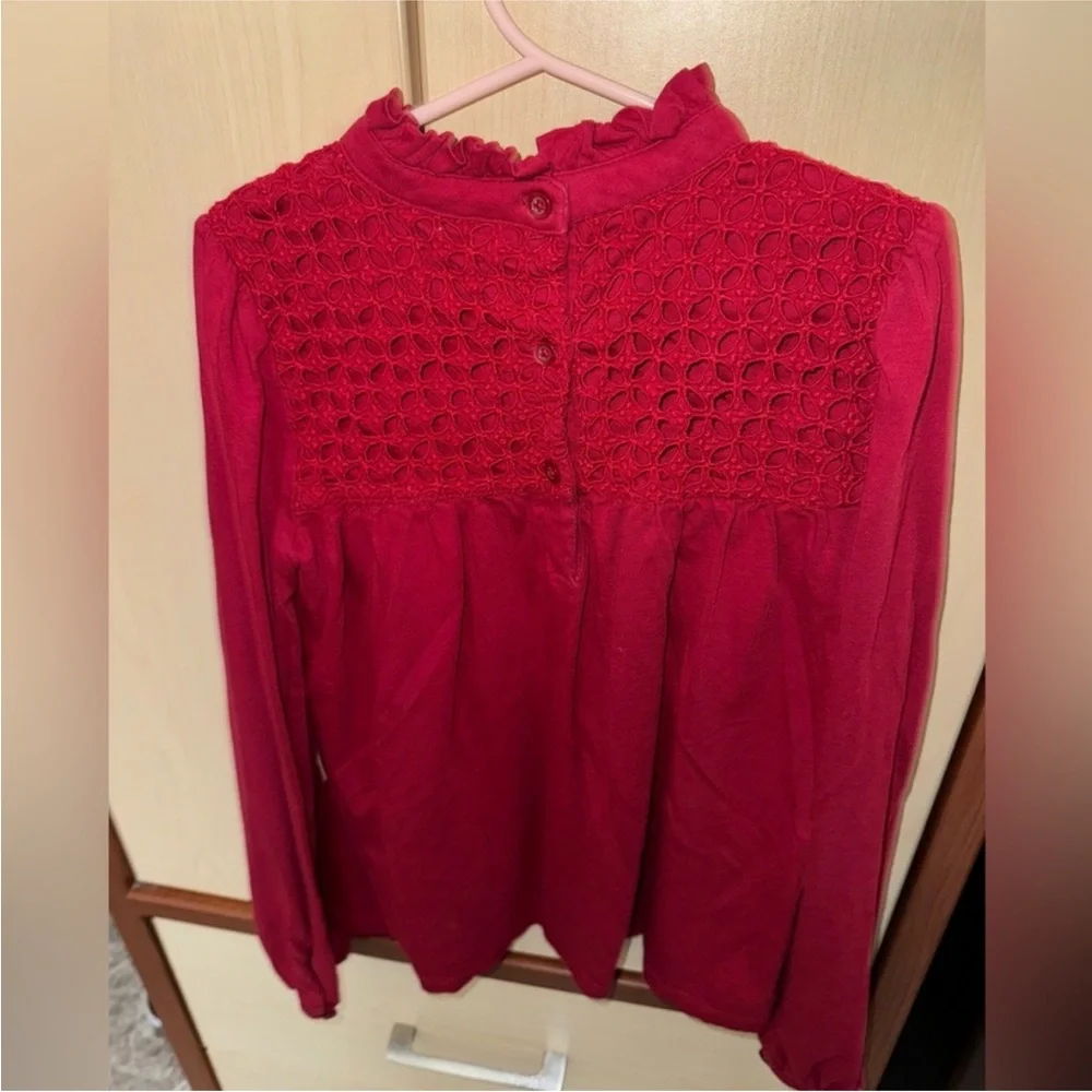 Girls Size L 10/12 Top Bundle GAP Red Lace + Old Navy Floral Blouse